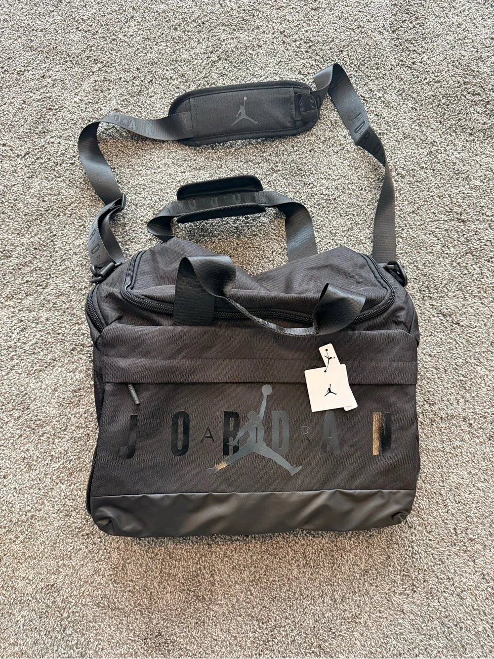Nike Air Jordan Black Duffel Bag Shoe Garage Gym Travel NEW SM0920 KK2